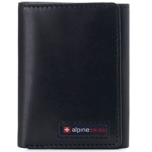 Alpine Swiss Leon Mens RFID Protected Trifold Genuine Leather Wallet ID Window